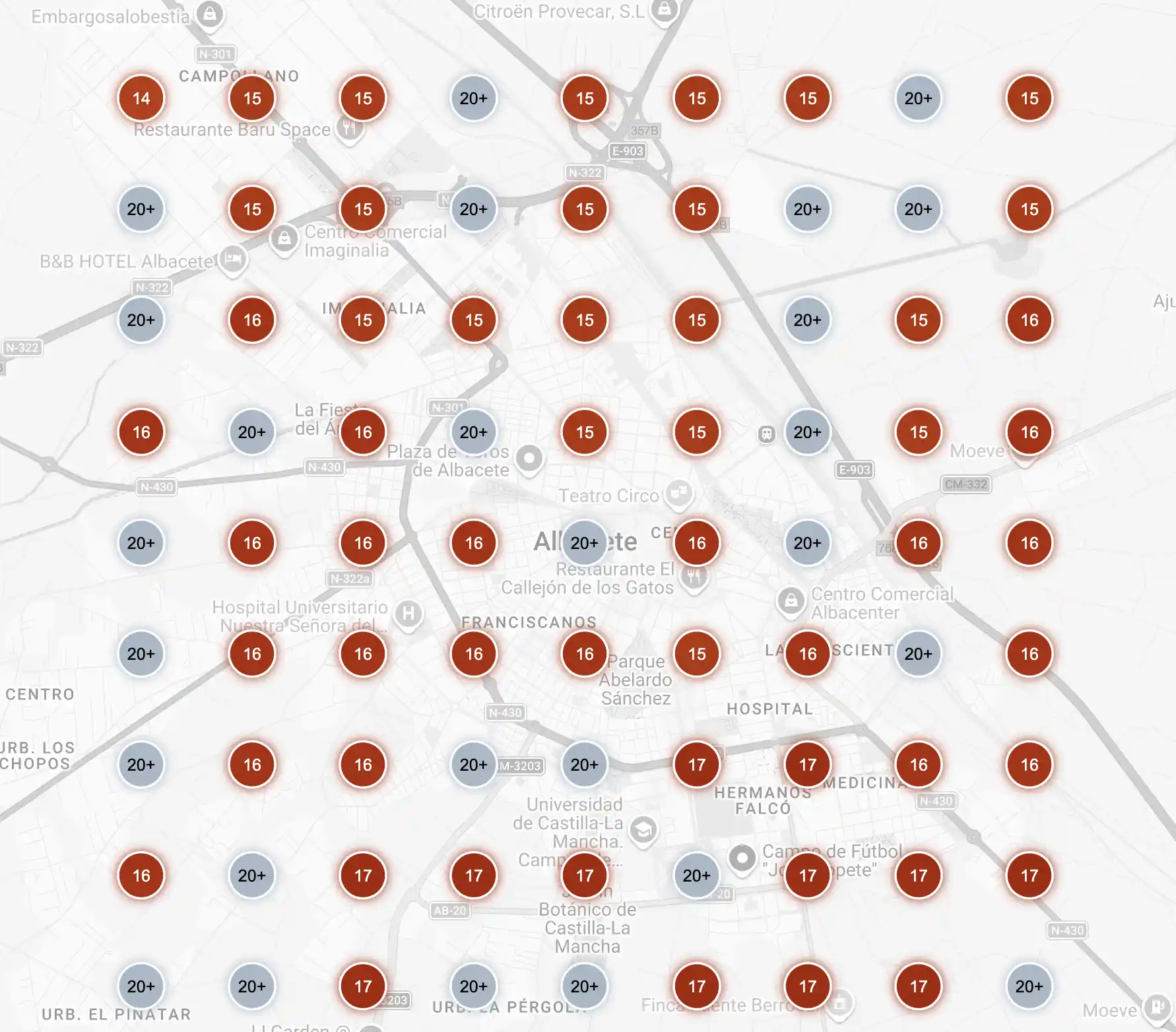 Mapa de posicionamiento antes del SEO local