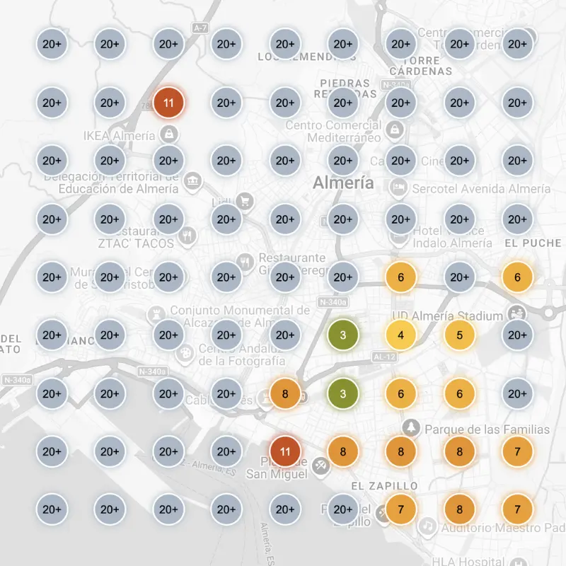 Mapa de posicionamiento antes del SEO local